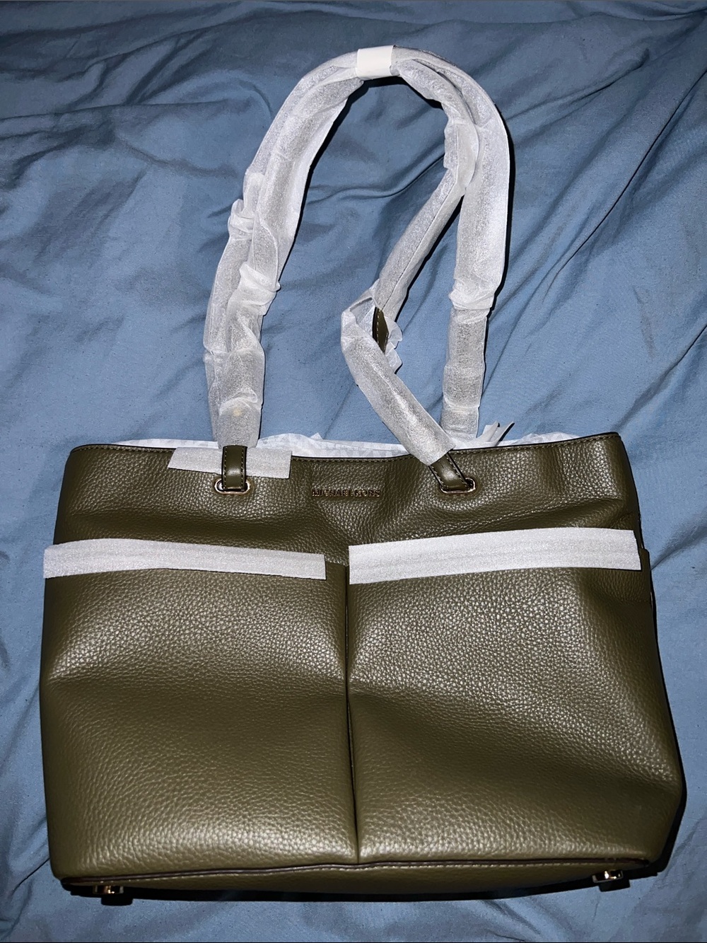 Michael Kors Olive Green Pebbled Leather Shoulder Tote